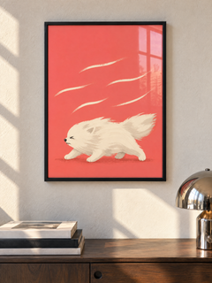 Gerahmter Kunstdruck Ich schaff das — Kunstdruck mit weißem Hund