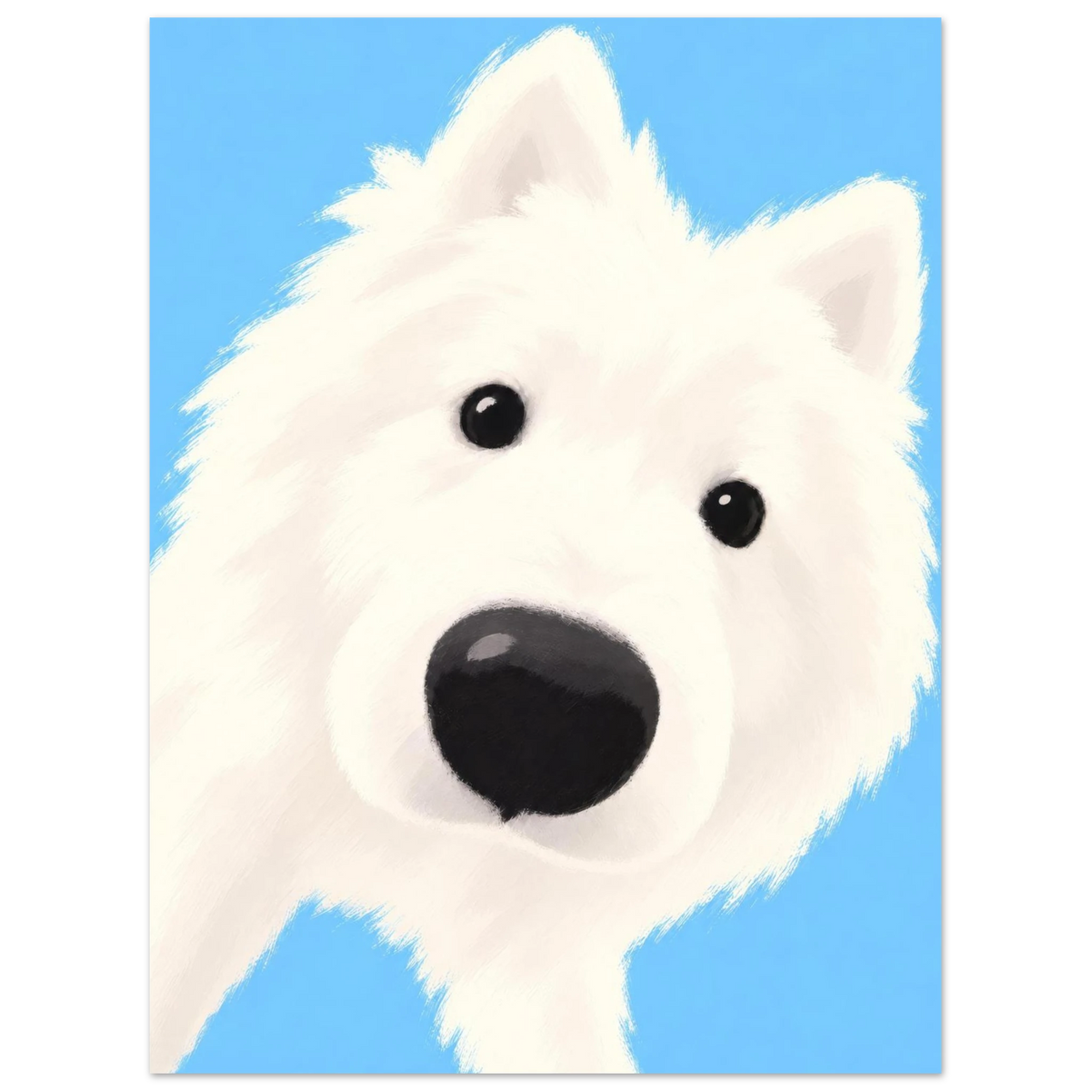 Produktansicht des Kunstdrucks Nur neugierig mit weißem Hund von Sasha Liley