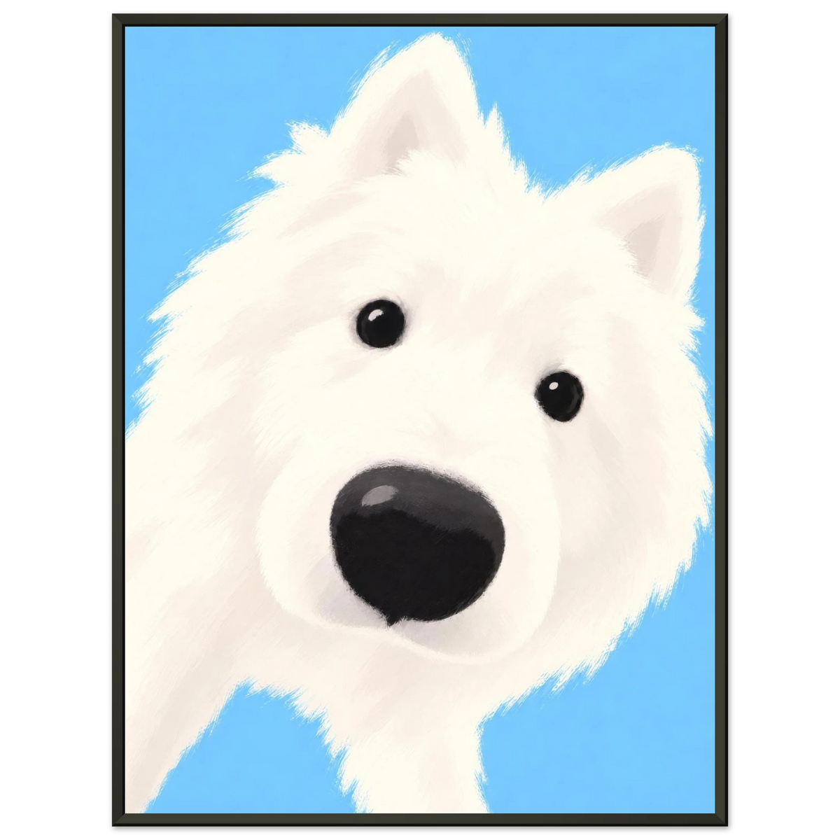 Produktansicht des Kunstdrucks Nur neugierig mit weißem Hund von Sasha Liley