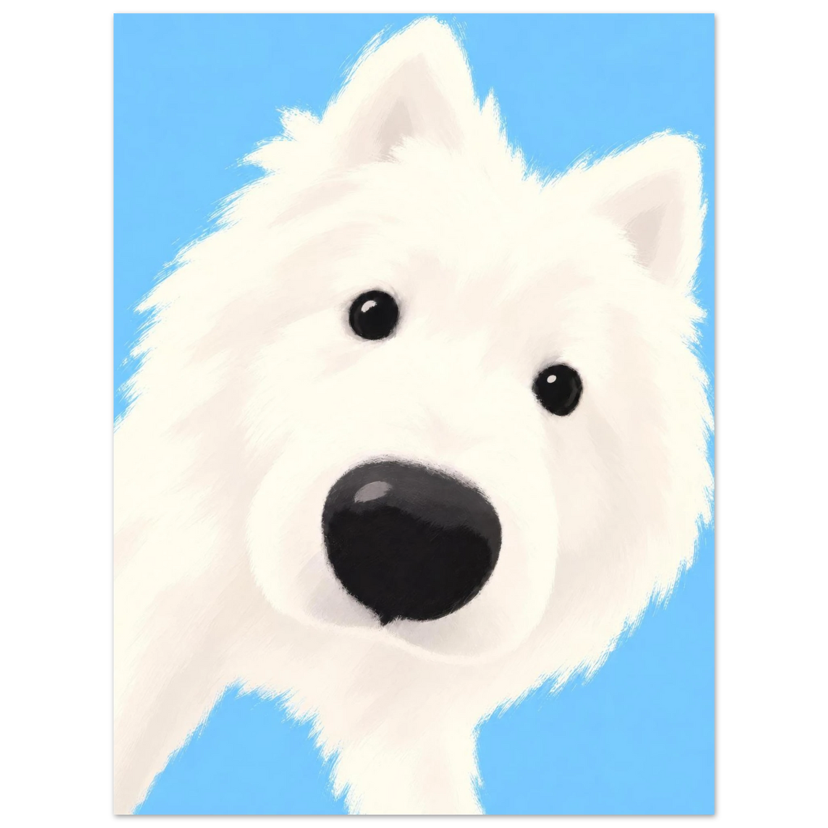 Produktansicht des Kunstdrucks Nur neugierig mit weißem Hund von Sasha Liley