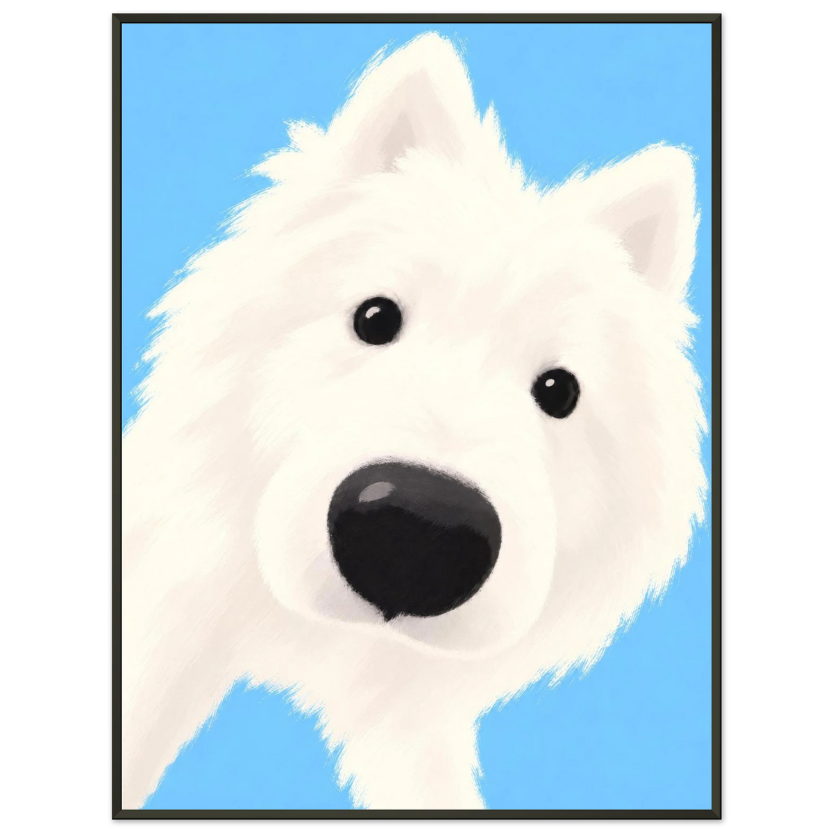 Produktansicht des Kunstdrucks Nur neugierig mit weißem Hund von Sasha Liley