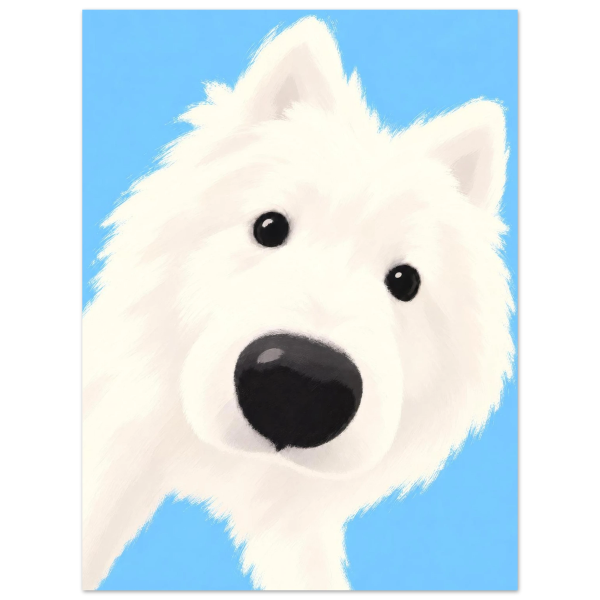 Produktansicht des Kunstdrucks Nur neugierig mit weißem Hund von Sasha Liley