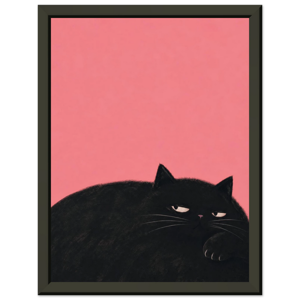 Productweergave van de kunstprint Ze is iets van plan met zwarte kat van Sasha Liley