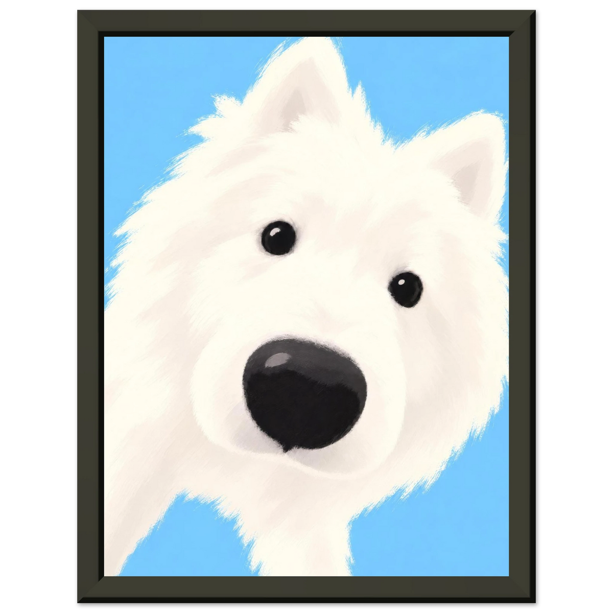 Produktansicht des Kunstdrucks Nur neugierig mit weißem Hund von Sasha Liley