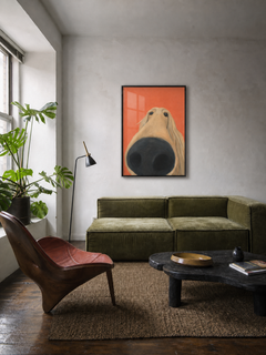 Hej, næse — indrammet kunsttryk vist i en stue