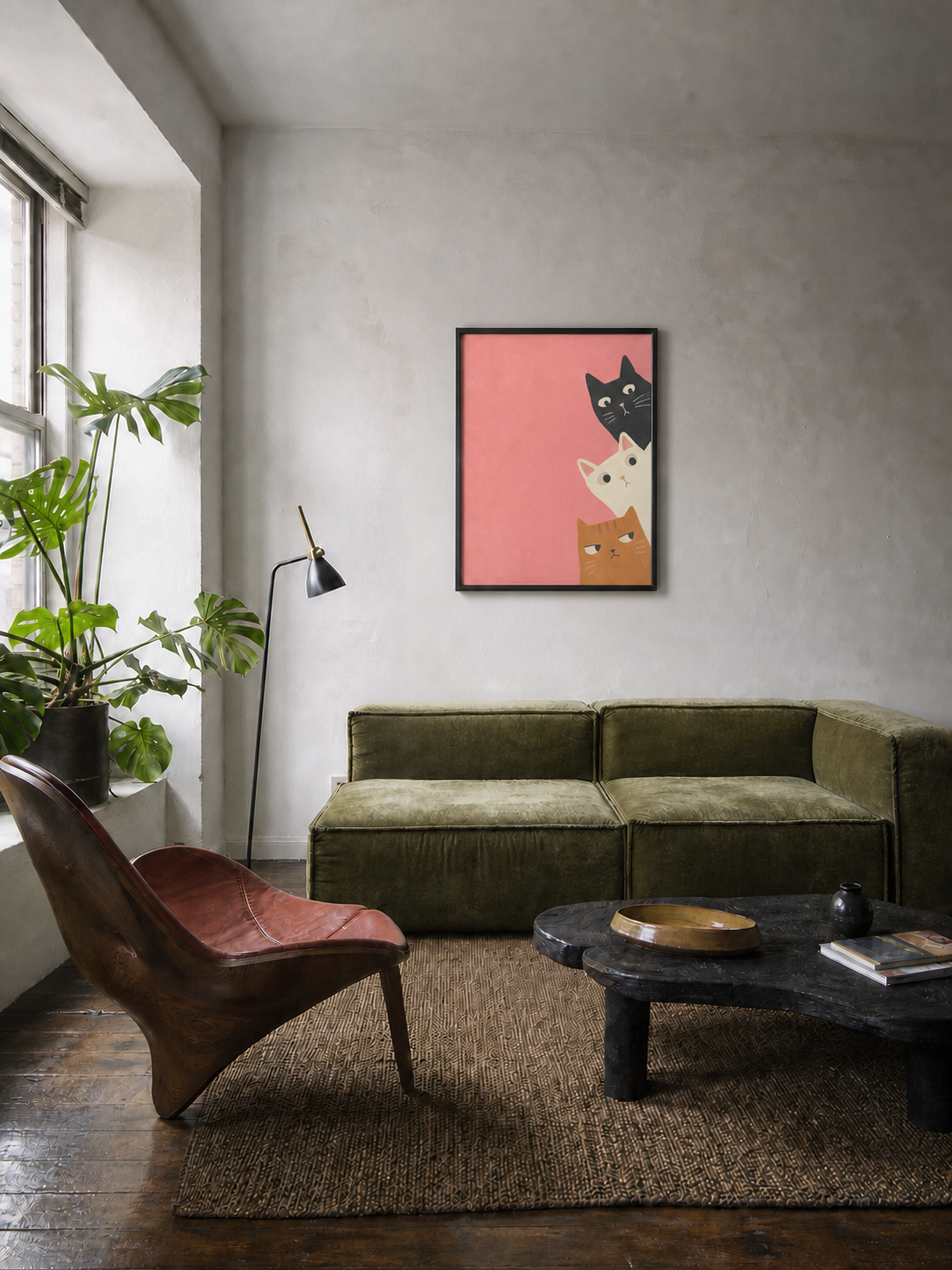 Un par un — tirage d’art encadré présenté dans un salon